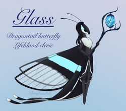 Glass standing with her healing magic staff.