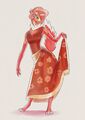 A wingless Biscuit lifting up her dress, again. Art by CapChu, (2021).