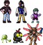 Concepts for character palette swaps in Cross Impact based on Flye, Aurora, Clover, Ink, Zaps, & Frie (not final)