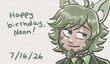 Custom birthday sketch for 2026, featuring Neon Mascot. Art by Veronica Vera.