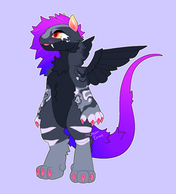 Uxie standing against a plain purple background.